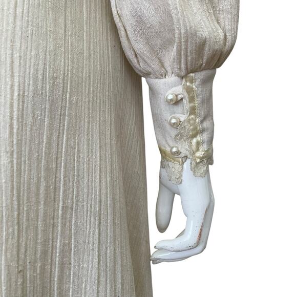 Gunne Sax Style Vintage 1970’s Peasant Dress Blue Velvet Panels Maxi Length XS - Picture 5 of 13